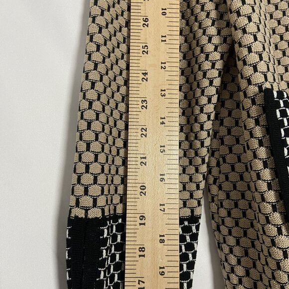 Ming Wang Womens Medium Beige & Black Textured Knit Open Front Jacket - Picture 10 of 15